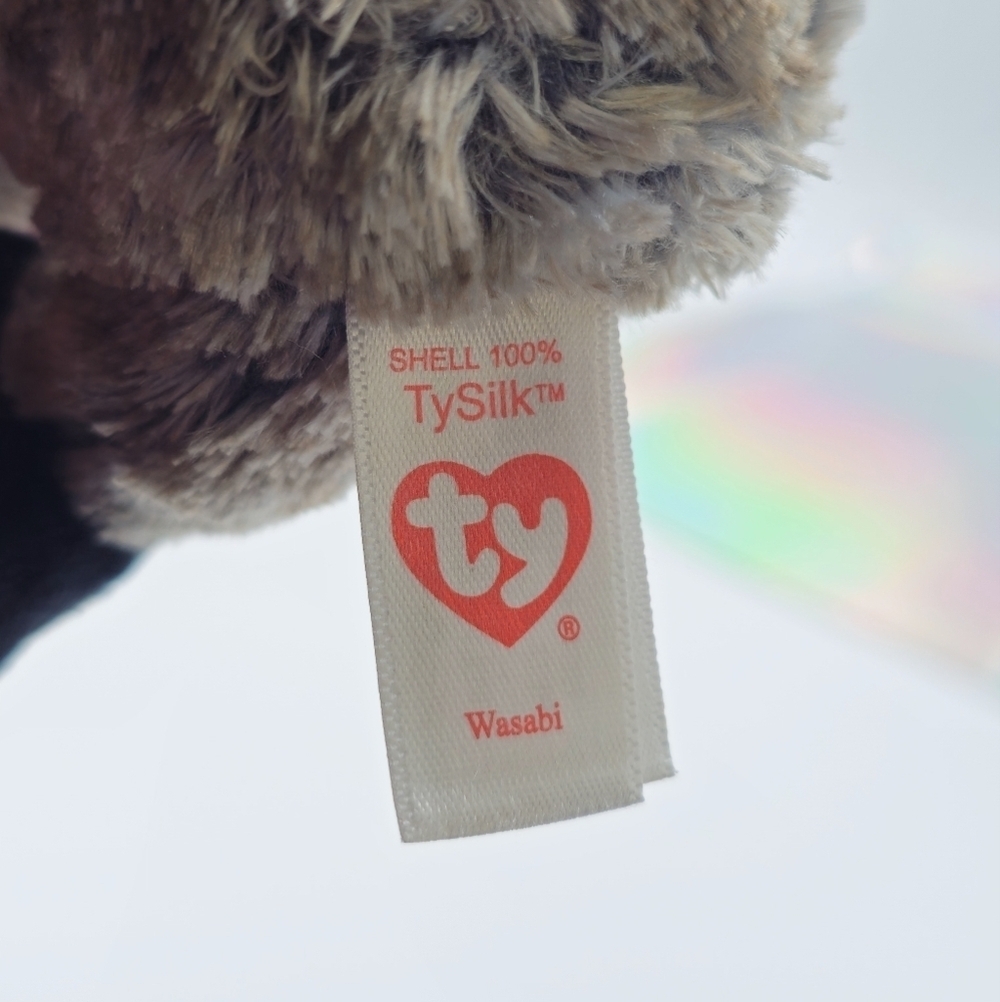 Ty Tysilk Beanie Boos WASABI Baboon Plush Monkey Stuffed Glitter Eyes - Picture 6 of 9